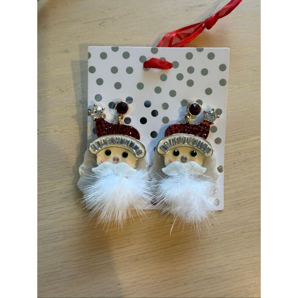 Santa Claus Rhinestone Christmas Earrings
